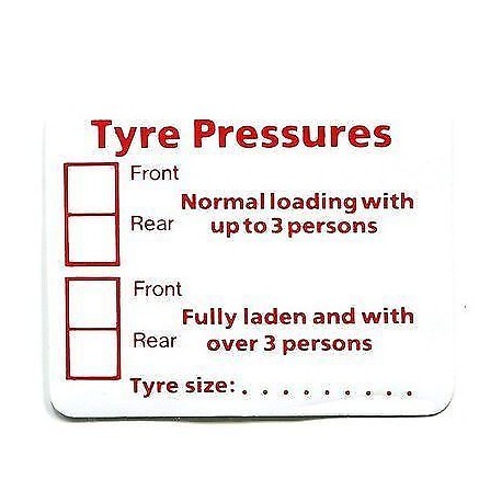 Tyre Pressure Sticker