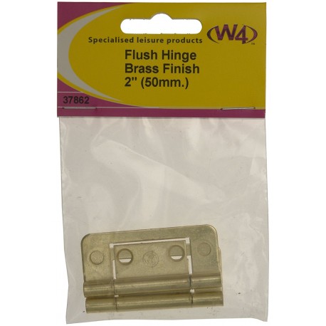 W4 Brass Effect 2" 50mm Flush Hinge (Pack of 2)