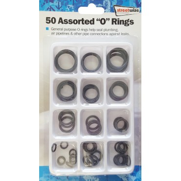 Streetwize Pack of 50 Assorted General Purpose O-rings