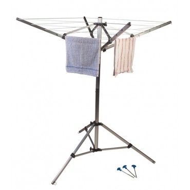 Kampa Compact 4 Arm Rotary Airer / Washing Line, Foot & Bag