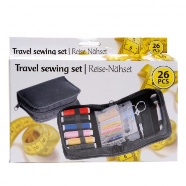 Handy Travel Sewing Kit (26 pieces) with Zip-up Carry Case