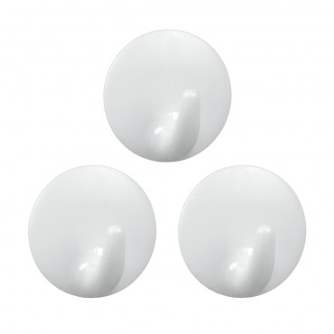 Metaltex Pack of Three Large Round White Self Adhesive Hooks