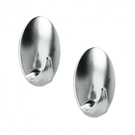 Metaltex Pack of Two Jumbo Oval Chrome Effect Self Adhesive Hooks