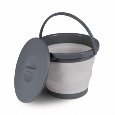 Kampa Silicone Sided Grey 5 Litre Folding Bucket with Lid