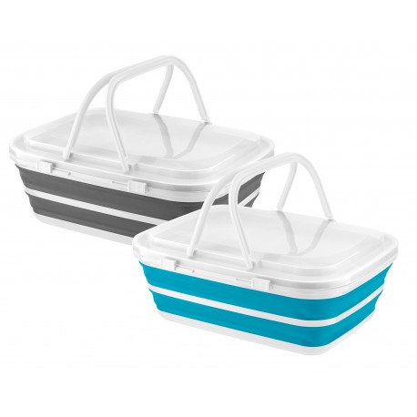 Home+ Collapsible Silicone 9 Litre Picnic Basket with Ice Blocks