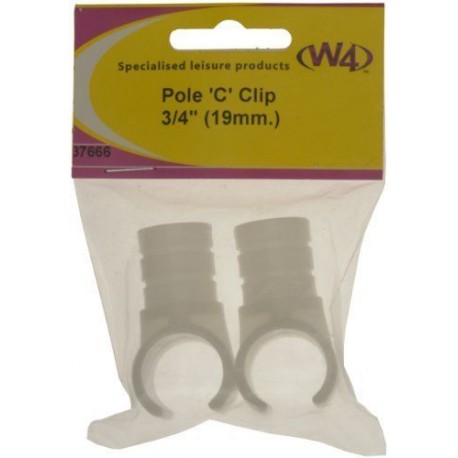 Pole 'C' Clip - Diameter Size 19mm 3/4" - Pack Of 2