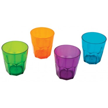 Buy 2 and save - Set of Four Plastic Low Glasses - Coloured
