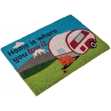 Caravan Door Mat - Coir Home is where you tow it"