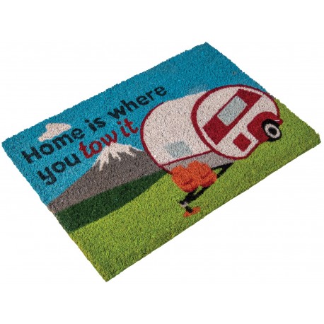 Caravan Door Mat - Coir Home is where you tow it"