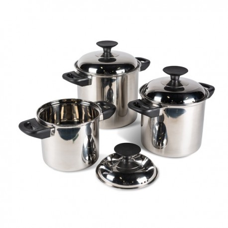 Stacking Saucepan Set - Kampa Stainless Steel