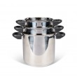 Stacking Saucepan Set - Kampa Stainless Steel