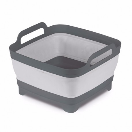 Collapsible Washing Bowl with Straining Plug - Grey