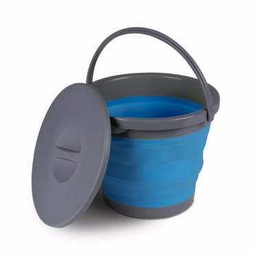 Kampa 5 Litre Collapsible Silicone Sided Bucket With Lid - Blue