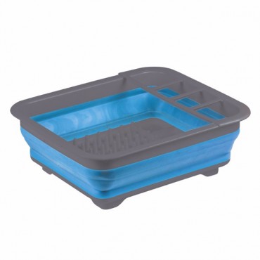 Kampa Folding / Collapsible Silicone Sided Dish Drainer - Blue