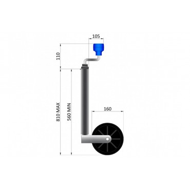 Trailer 34mm Light Duty Jockey Wheel