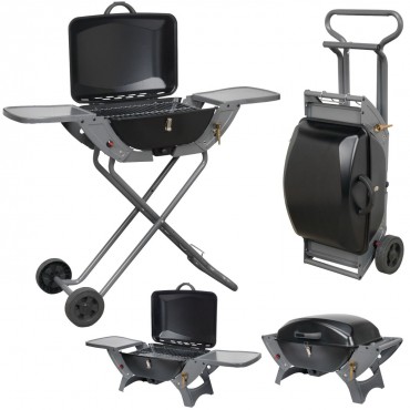 Crusader Portable Folding Gas Trolley Combo Barbecue