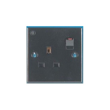 240v Single Gang Mains 3 Pin Socket - Black