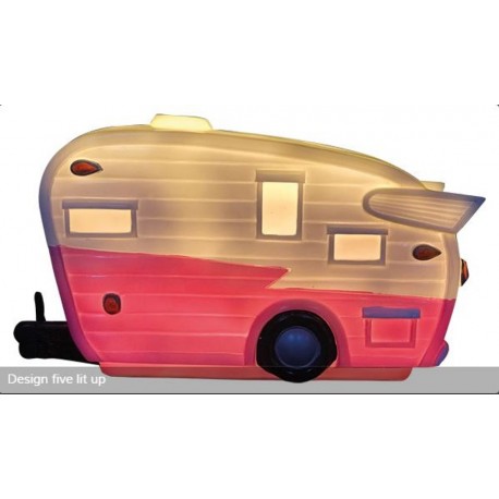 LED Caravan Lamp - Pink & White Design