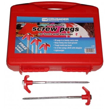 Crusader 20 x Heavy Duty Hard Ground Pro Caravan Awning Screw Pegs