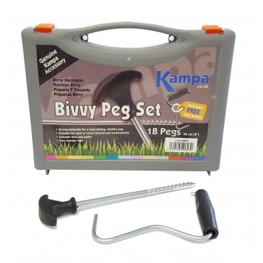 Kampa Bivvy Peg Tent / Awning Hardstanding Rock Peg Set with FREE Peg Puller