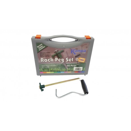 Kampa Rock Peg Tent / Awning Hardstanding Rock Peg Set with Peg Puller