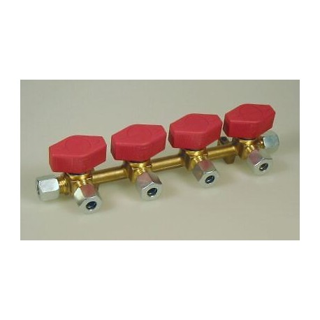 Four (4) Way Gas Manifold With Taps