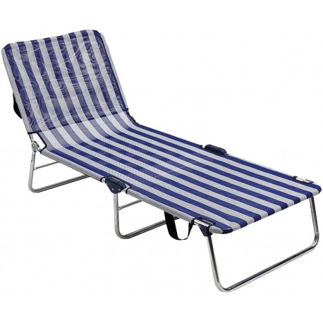 Sun Lounger - Aluminium Framed Folding Chair - Blue / White