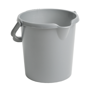 Plastic Bucket with Handle in Silver - 10Ltr