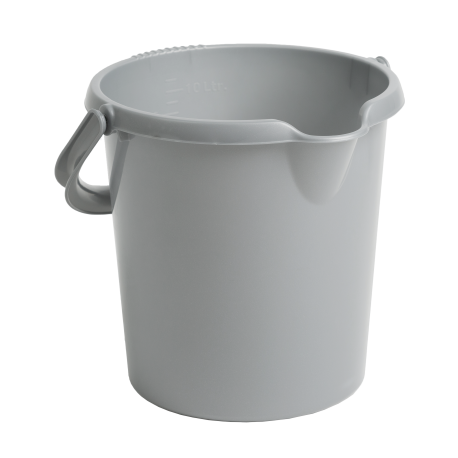 Plastic Bucket with Handle in Silver - 10Ltr