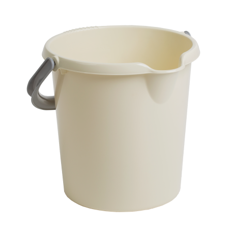 Plastic Bucket with Handle in Cream - 10Ltr