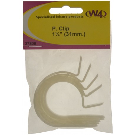 W4 Pipe P-Clip 1 1/4inch 31mm - White, 5 Pack
