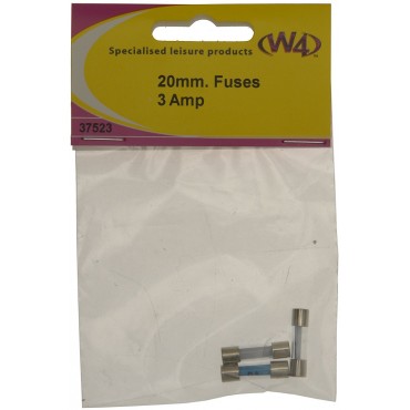 Pack Of Three Glass Fuses - 20mm X 3mm - 3A