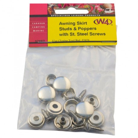 Caravan Awning Skirt Studs & Poppers With Stainless Steel Screws