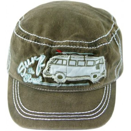 Volkswagen T1 Campervan Hippie Bus Vintage Cap - Khaki