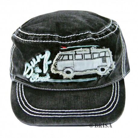 Volkswagen T1 Campervan Hippie Bus Vintage Cap - Black