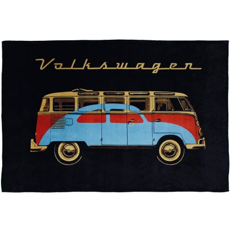 Official VW T1 Campervan / Bus Fleece Blanket Van - Black