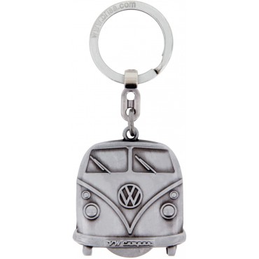 Volkswagen VW T1 Campervan Bus Key Ring - Silver