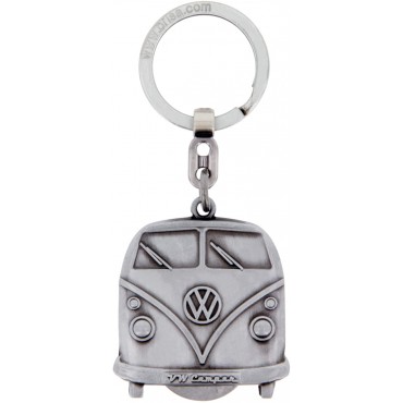 Volkswagen VW T1 Campervan Trolley Coin Key Ring - Silver