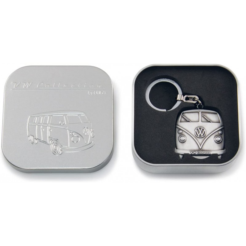 Volkswagen VW T1 Campervan Trolley Coin Key Ring Silver
