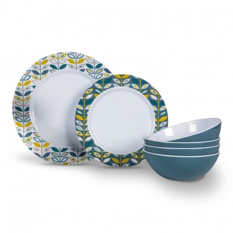 Picnic / Melamine 12 piece Dinner Set - Flora