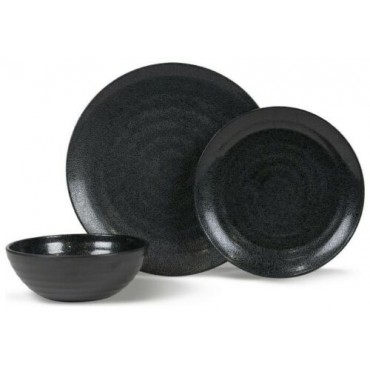 Melamine  Dinner Set - 12 piece  - Ebony Cobble Artisan