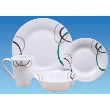 16 Piece Dinner Set - Tempered Glass - Horizon Orbit