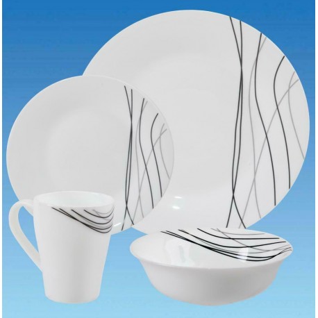 16 Piece Dinner Set - Tempered Glass - Horizon Streak