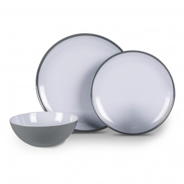 Melamine Dinner Set - 12 piece - Fog Grey