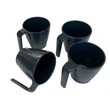 Stacking Mugs - Melamine Set of Four - Granite Grey