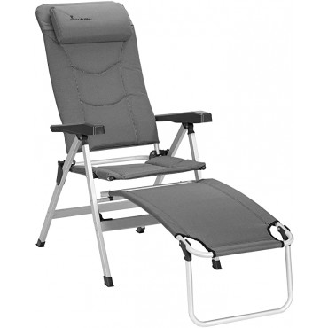 Isabella Thor Reclining Camping Chair with Footrest - Light Grey