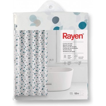 Shower Curtain with Rings - Green Dots
