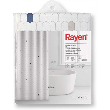 Shower Curtain with Rings - White Cells
