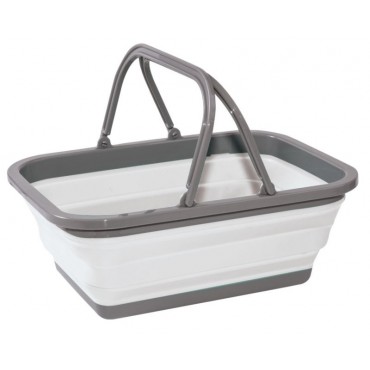 Collapsible Shopping Basket With Handles - White/Grey -