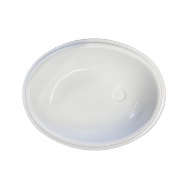 White Plastic Oval Shaped Shallow Vanity Sink - 460 x 370 x 90